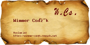 Wimmer Csák névjegykártya